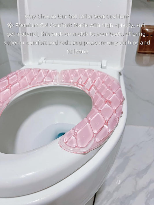 Gel Toilet Seat Cushion - Portable and Washable - Universal padded toilet seat for Standard U Shape Toilet Seats -Adhesive Toilet Seat Cushion for Women Seniors(Pink)