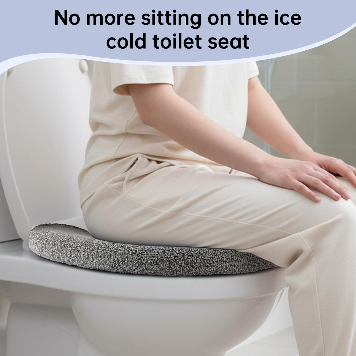 Toilet Seat Cover with Snaps Fixed,Thick Warmer,Machine Washable(grey)