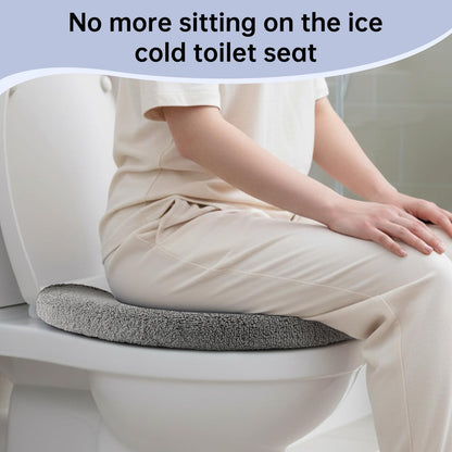 Toilet Seat Cover with Snaps Fixed,Thick Warmer,Machine Washable(grey)