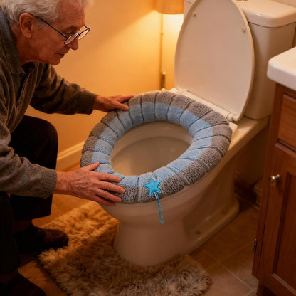 Warm Toilet Seat Cover - Washable Cloth, Soft Bathroom Comfort Cushion Pad