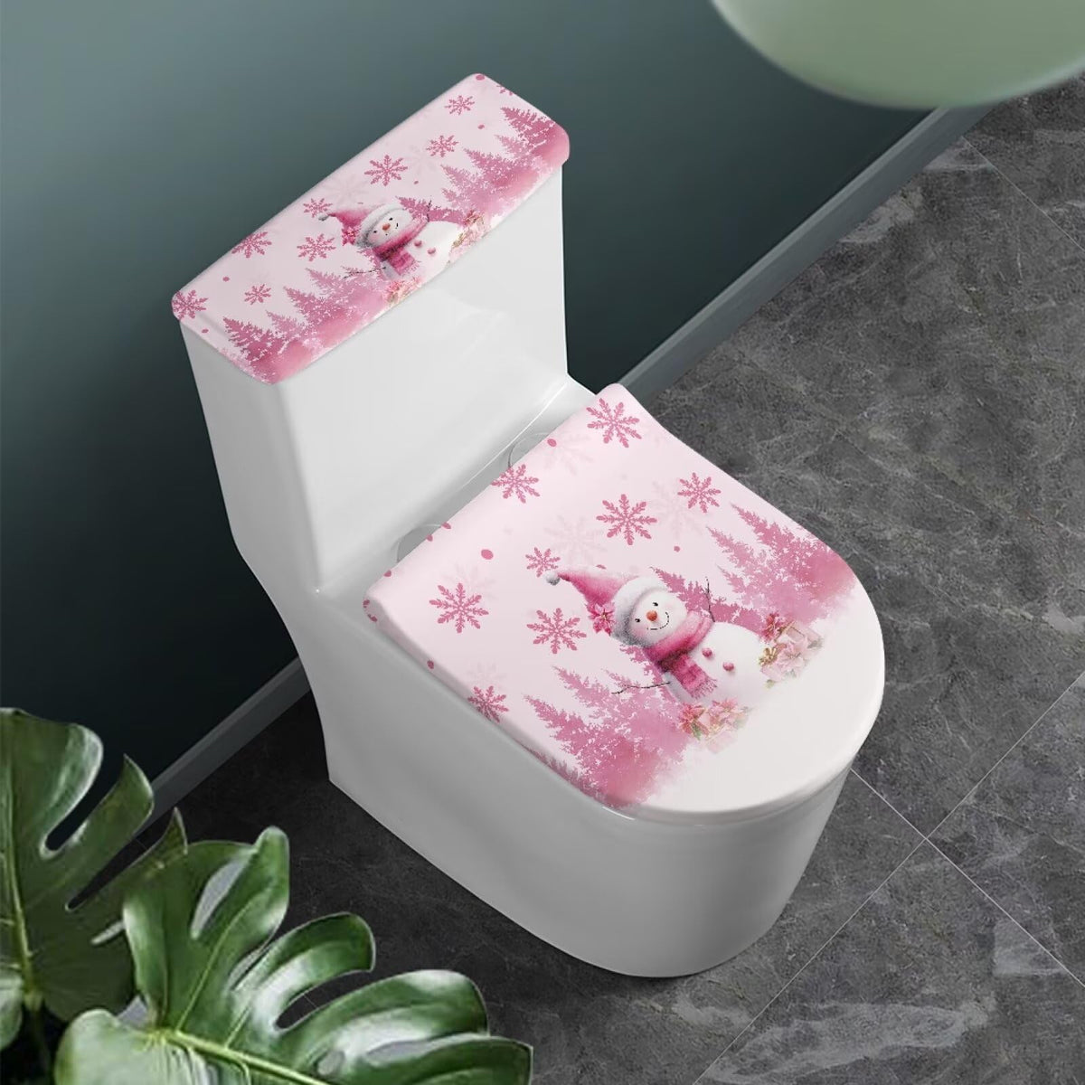 Gray Marble Toilet Cover Set 2 Pack Toilet Seat and Tank Lid Cover Replacement Universal with Elastic Bottom Easy to Clean Bathroom Home Indoor Decoration