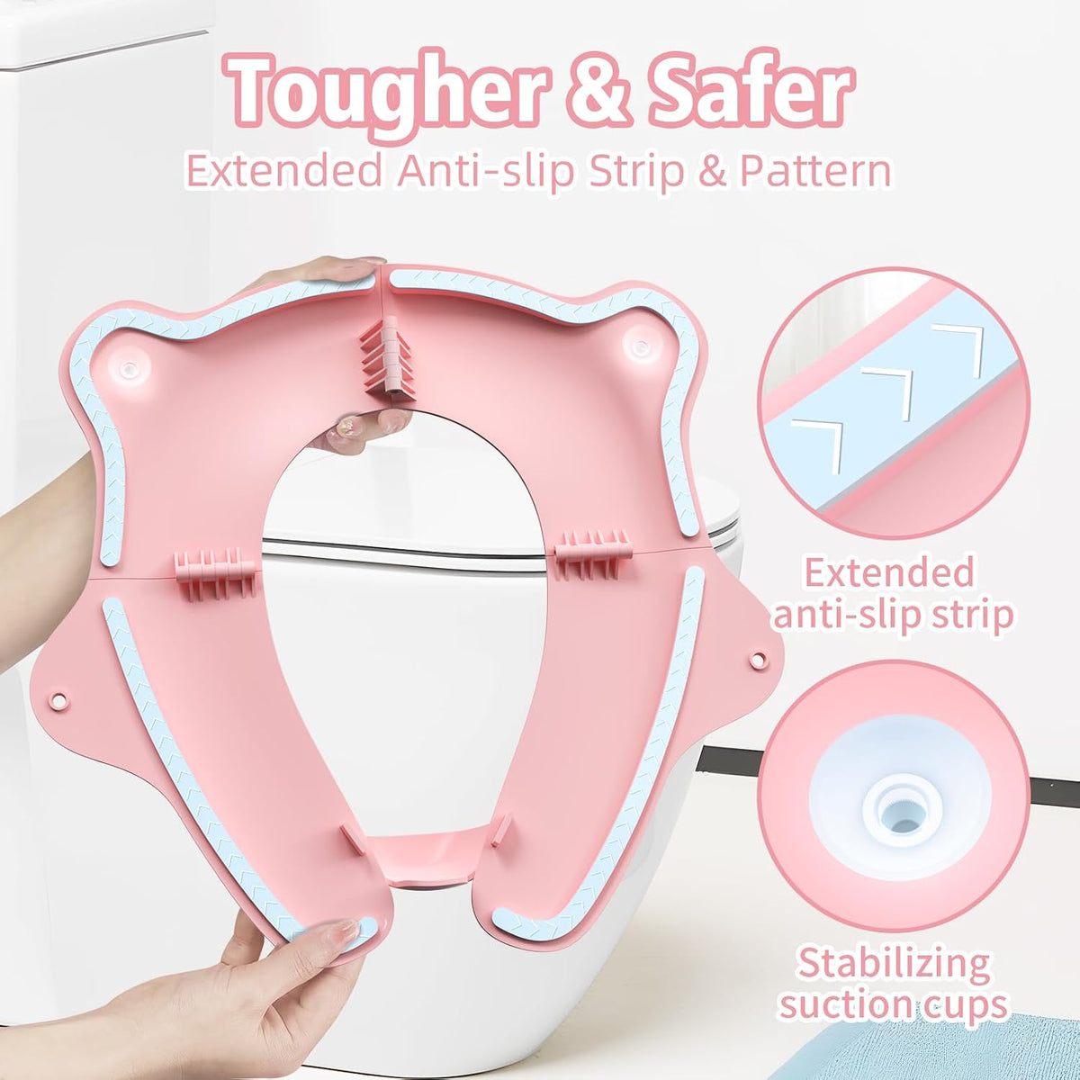 Travel Potty Seat for Toddler, Foldable Portable Potty Seat, BPA-Free Pink