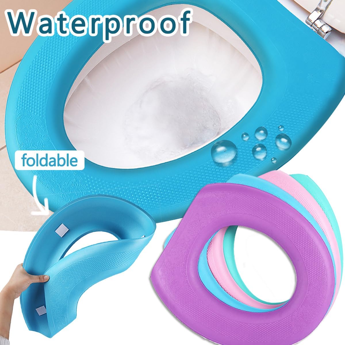 Reusable Toilet Seat Cover Pads, EVA Waterproof Sticky Stretchable Toilet Seat Cushion, 14.9" x 16.14" Green
