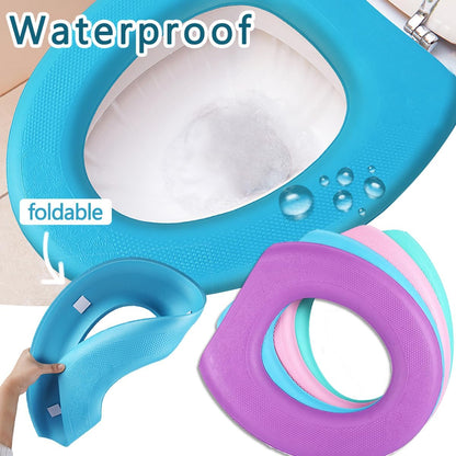 Reusable Toilet Seat Cover Pads, EVA Waterproof Sticky Stretchable Toilet Seat Cushion, 14.9" x 16.14" Green