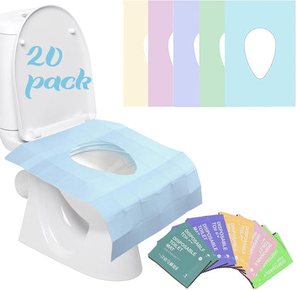 YOUNGTIME Toilet Seat Covers Disposable 20 Pack, Faster use-Sticker Free XL Waterproof Toilet Seat Cover for Adults and Kids Potty Training,Travel Accessories for Public Restrooms,Airplane(Colorful)
