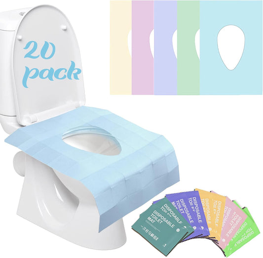 YOUNGTIME Toilet Seat Covers Disposable 20 Pack, Faster use-Sticker Free XL Waterproof Toilet Seat Cover for Adults and Kids Potty Training,Travel Accessories for Public Restrooms,Airplane(Colorful)