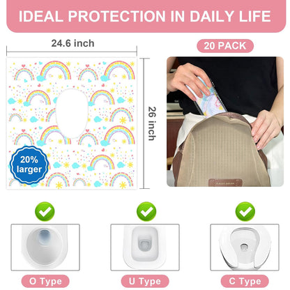 20 Pack Disposable Toilet Seat Covers for Travel, Individually Wrapped
