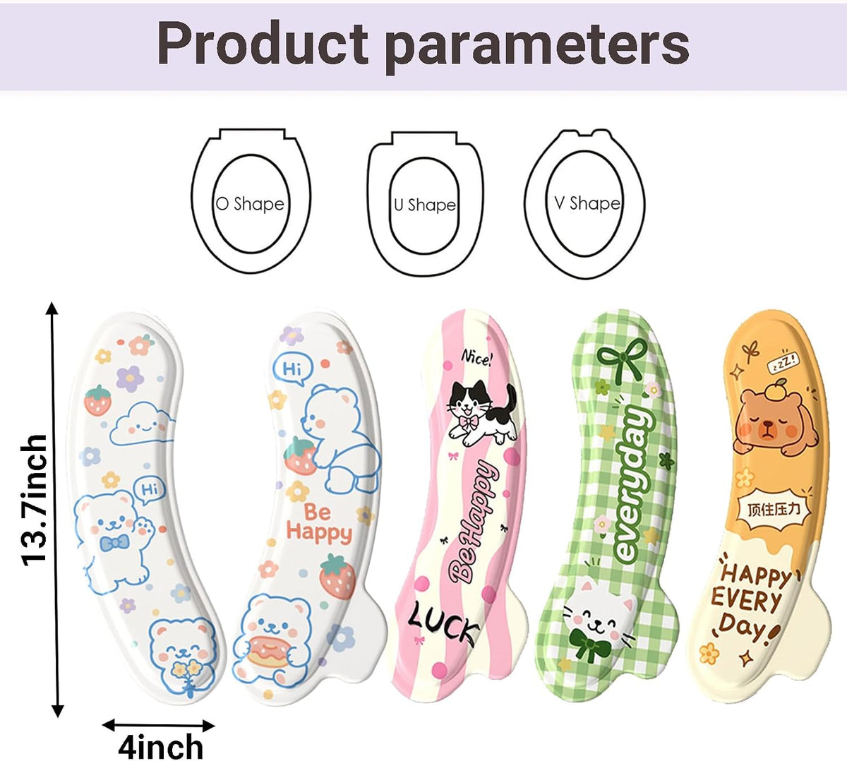 4 Pairs EVA Toilet Seat Cover with Handle