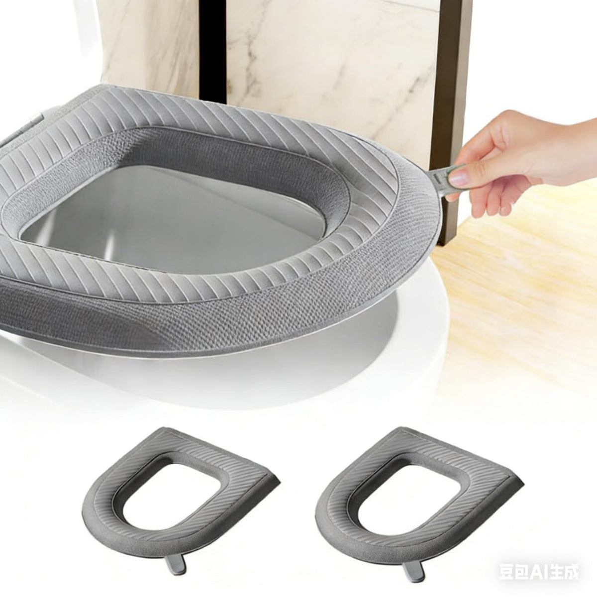Waterproof Toilet Seat Cushion, 2026 New Toilet Seat Cover Pads - Soft Reusable EVA Cushion with Non-Slip Velcro. Universal, Washable & Portable for Home, Travel, Seniors Comfort. (Pink+Gray)