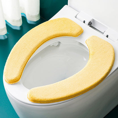 1 Pair Soft Toilet Seat Covers Plush Thick Fabric Toilet Seat Warmer Waterproof self-adhesive Reusable Machine-Washable Universal for All Types of Toilets Bathroom (Grey)