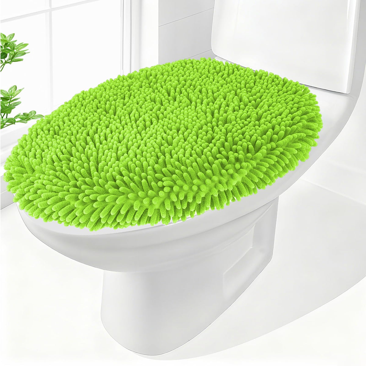 Chenille Elongated Toilet Seat Cover 19.5"x 15" Machine Washable
