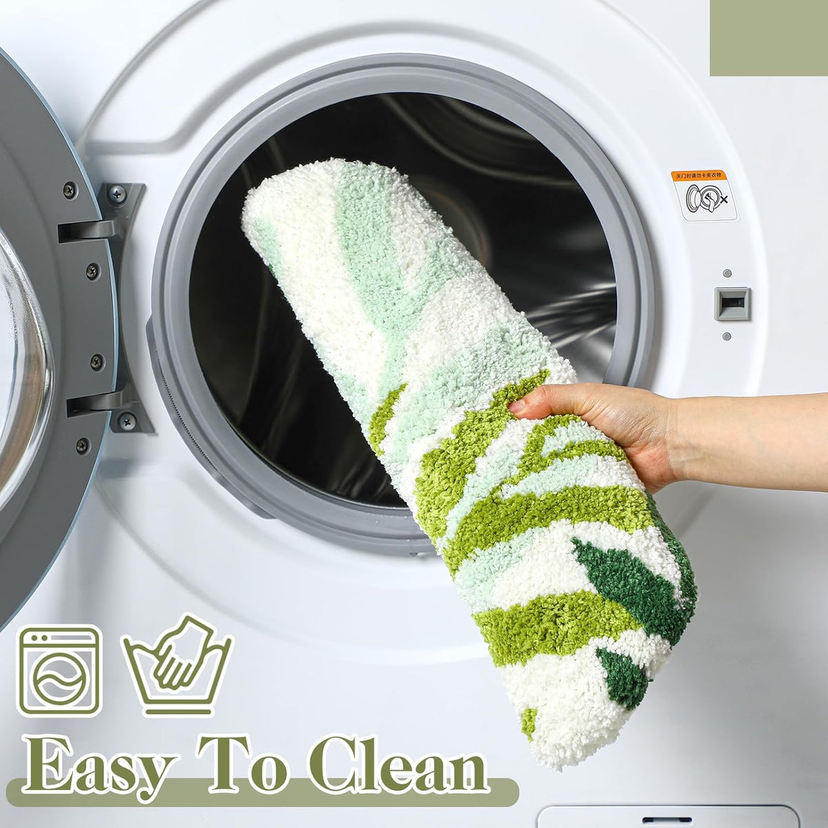 Mindsoft Green Toilet Seat Lid Cover, Microfiber Washable 17.5"x15"