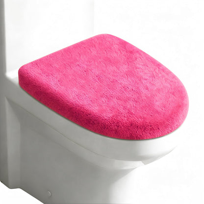 Microfiber Toilet Lid Cover, Soft Velvet Toilet Cover; Absorbent, Machine Washable, Comfortable Adjustable Toilet Seat Cover Fits Most Toilet Lids (Black)