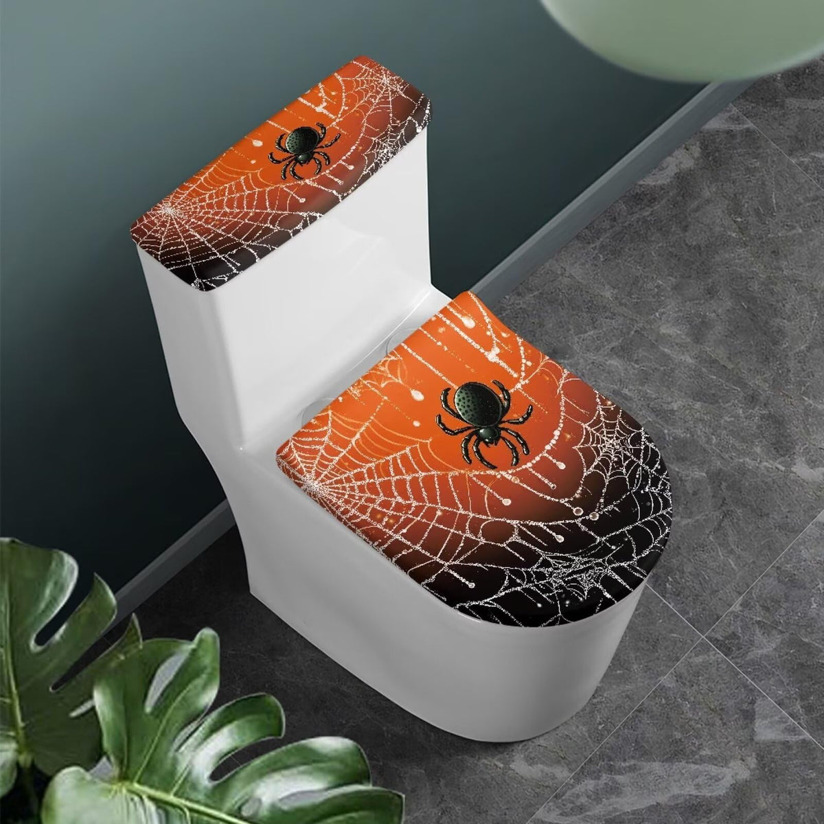 Gray Marble Toilet Cover Set 2 Pack Toilet Seat and Tank Lid Cover Replacement Universal with Elastic Bottom Easy to Clean Bathroom Home Indoor Decoration