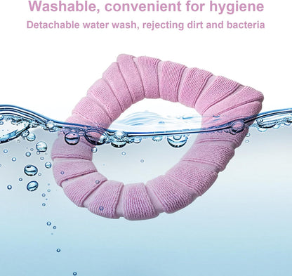 Toilet Covers,5 Pack Bathroom Soft Thicker Warmer Stretchable Washable Cloth Toilet Seat Cover Pads (pink)