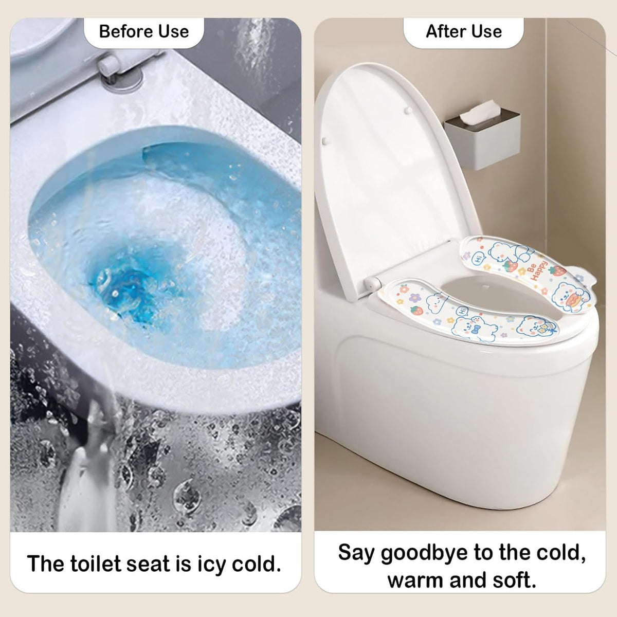4 Pairs EVA Toilet Seat Cover with Handle