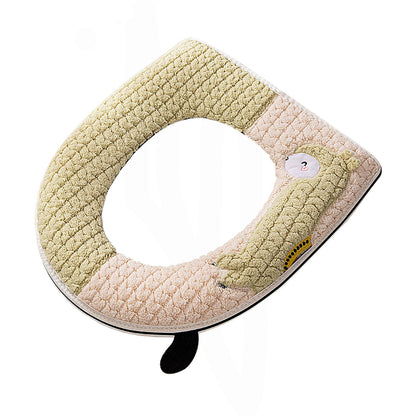 Warm Toilet Seat Cover with Handle for Bathroom (Pink Alpaca)