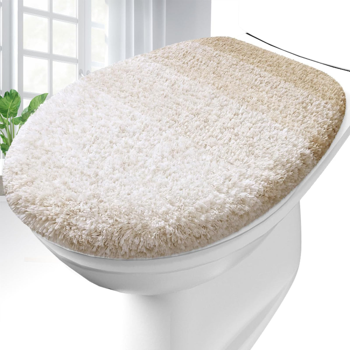 OLANLY Soft Microfiber Bathroom Toilet Lid Cover, 17.5x15, Gray