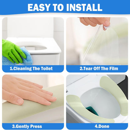 Thin and Warm Toilet Seat Cover Pad – Self-Adhesive, Adjustable and Cut-to-Fit, Comfortable and Easy to Clean, Perfect for Home Bathrooms (Blue)