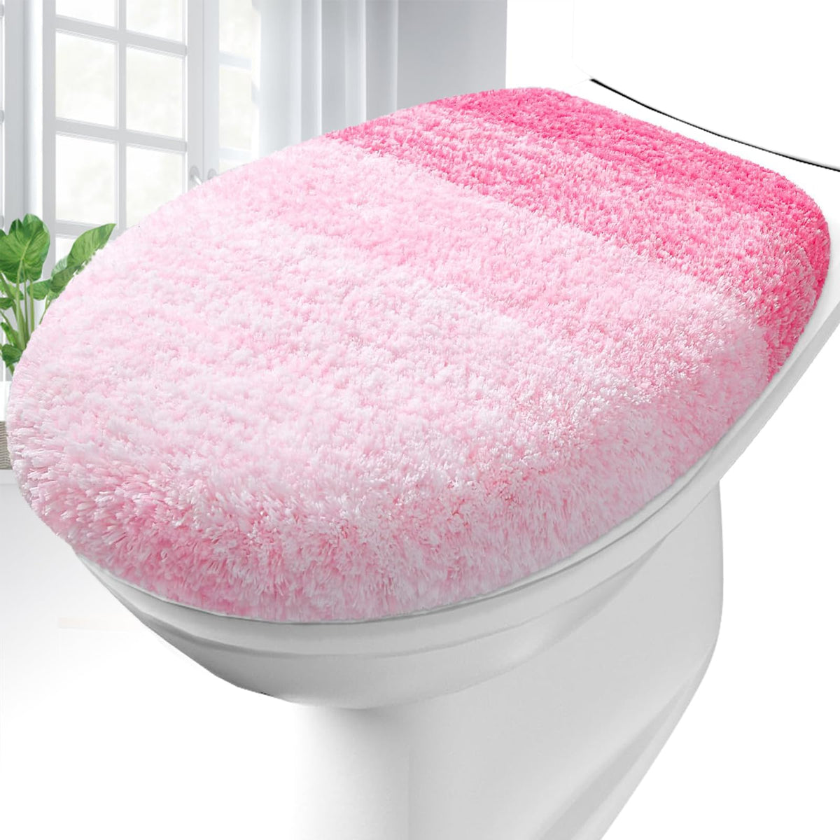 OLANLY Soft Microfiber Bathroom Toilet Lid Cover, 17.5x15, Gray
