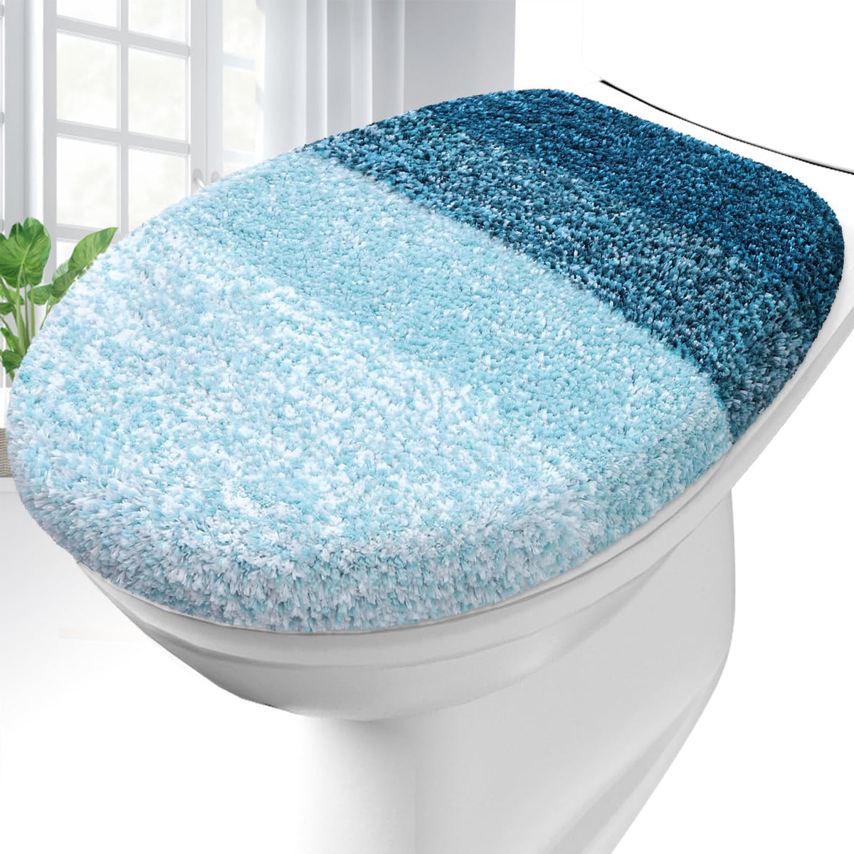 OLANLY Soft Microfiber Bathroom Toilet Lid Cover, 17.5x15, Gray