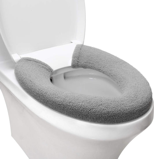 Toilet Seat Cover with Snaps Fixed,Thick Warmer,Machine Washable(grey)