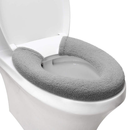 Toilet Seat Cover with Snaps Fixed,Thick Warmer,Machine Washable(beige)