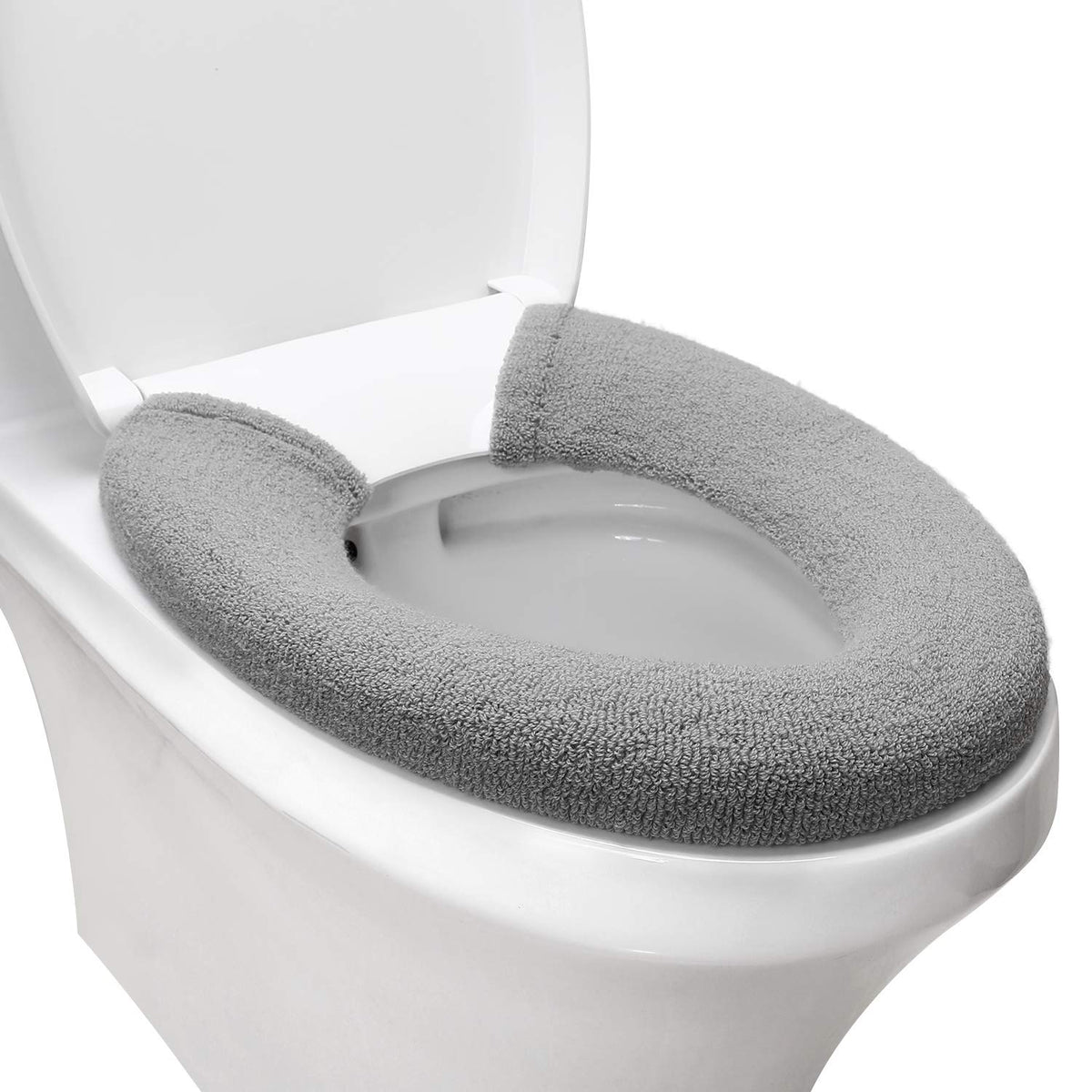 Toilet Seat Cover with Snaps Fixed,Thick Warmer,Machine Washable(grey)
