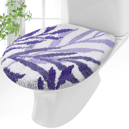 Mindsoft Brown Leaves Toilet Seat Covers Bathroom Toilet Lid Cover Soft Microfiber 17.5'' x 15'' Plush Tufted, Machine Washable, Adjustable Rubber Backing Fits Most Round Elongated Oblong Lids