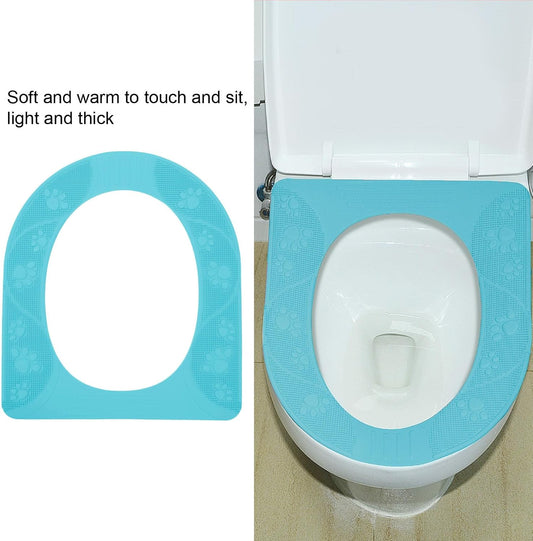 Agatige Silicone Toilet Seat Cushion, 39.5x34cm Non Slip Toilet Cover Pad Warmer Washable Travel Potty Seat with Suction Cup for All Season Bathroom (Sky Blue)