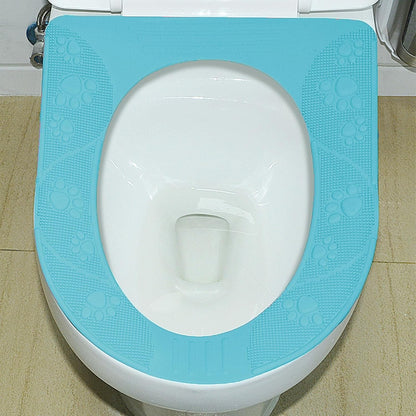 Agatige Silicone Toilet Seat Cushion, 39.5x34cm Non Slip Toilet Cover Pad Warmer Washable Travel Potty Seat with Suction Cup for All Season Bathroom (Sky Blue)