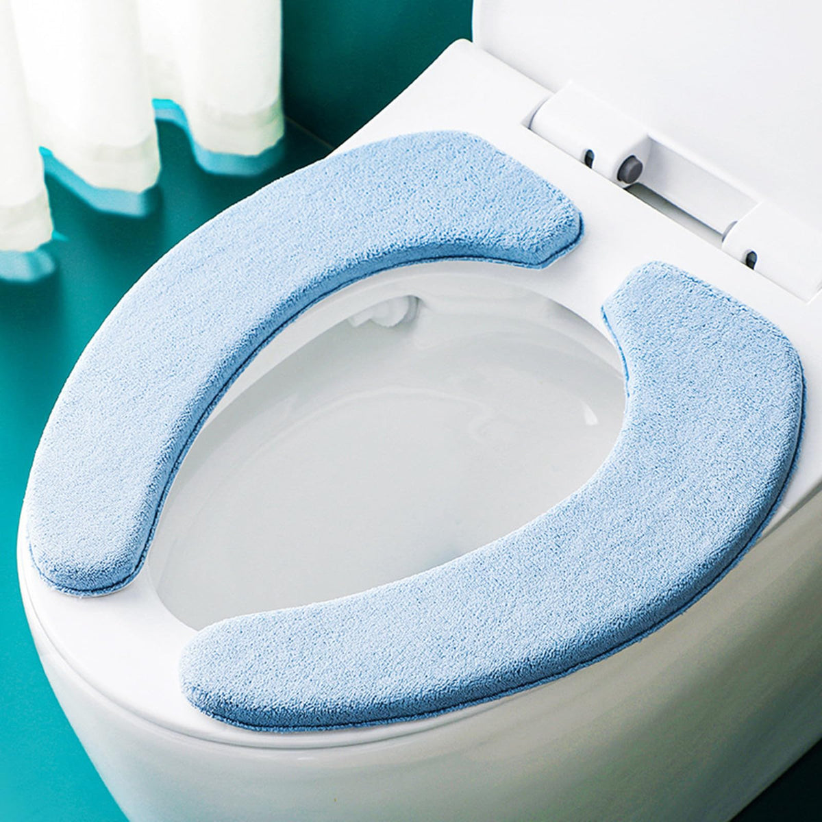 1 Pair Soft Toilet Seat Covers Plush Thick Fabric Toilet Seat Warmer Waterproof self-adhesive Reusable Machine-Washable Universal for All Types of Toilets Bathroom (Grey)