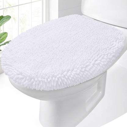 OLANLY Soft Chenille Bathroom Toilet Lid Cover, 17.5x15, Gray