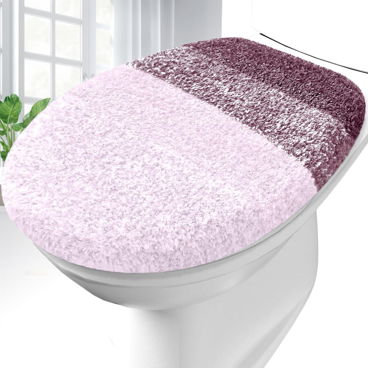 OLANLY Soft Microfiber Bathroom Toilet Lid Cover, 17.5x15, Gray