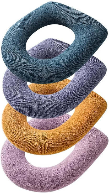 4 Pcs Soft Toilet Seat Cover Pad, Bathroom Soft Thicker Warmer Stretchable