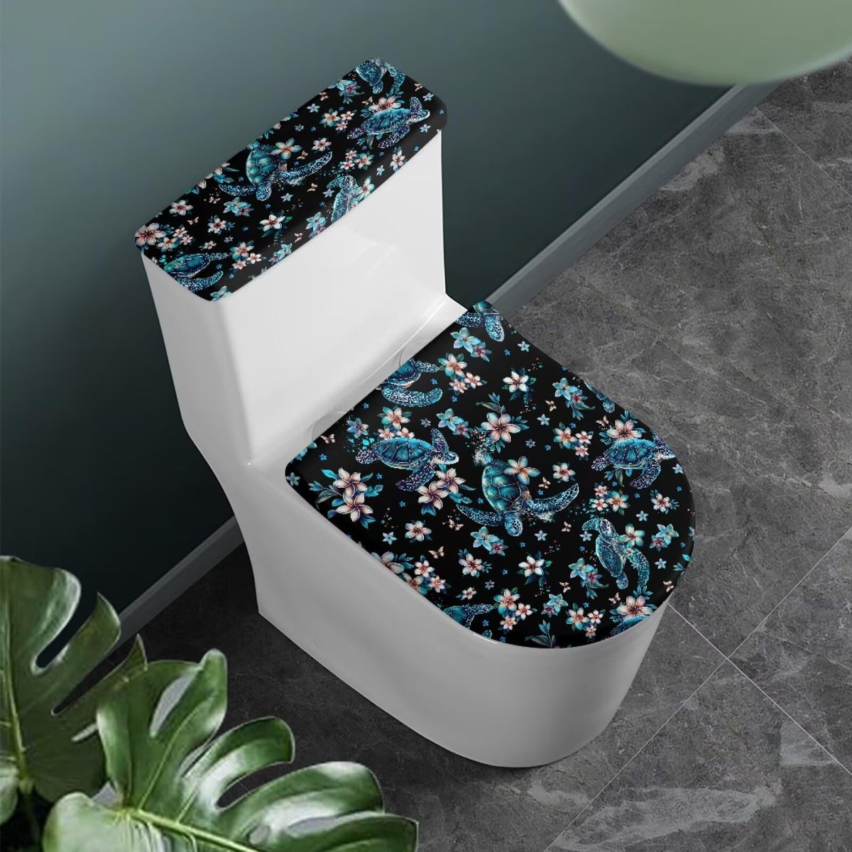 Gray Marble Toilet Cover Set 2 Pack Toilet Seat and Tank Lid Cover Replacement Universal with Elastic Bottom Easy to Clean Bathroom Home Indoor Decoration