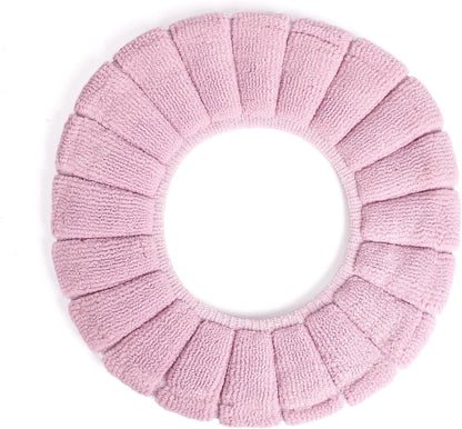 2 PCS Soft Thicker Plush Bathroom Toilet Seat Cover Pads Stretchable Washable Cloth Design for Universal Fit O/U/V/Rectangular Toilets (Lavender)