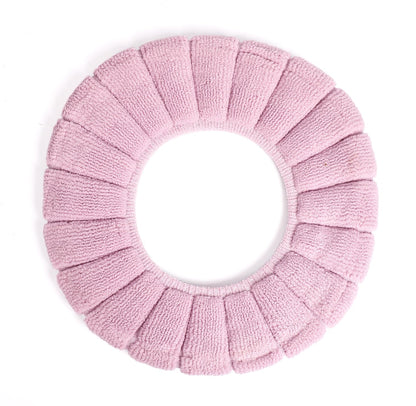 2 PCS Soft Thicker Plush Bathroom Toilet Seat Cover Pads Stretchable Washable Cloth Design for Universal Fit O/U/V/Rectangular Toilets (Lavender)