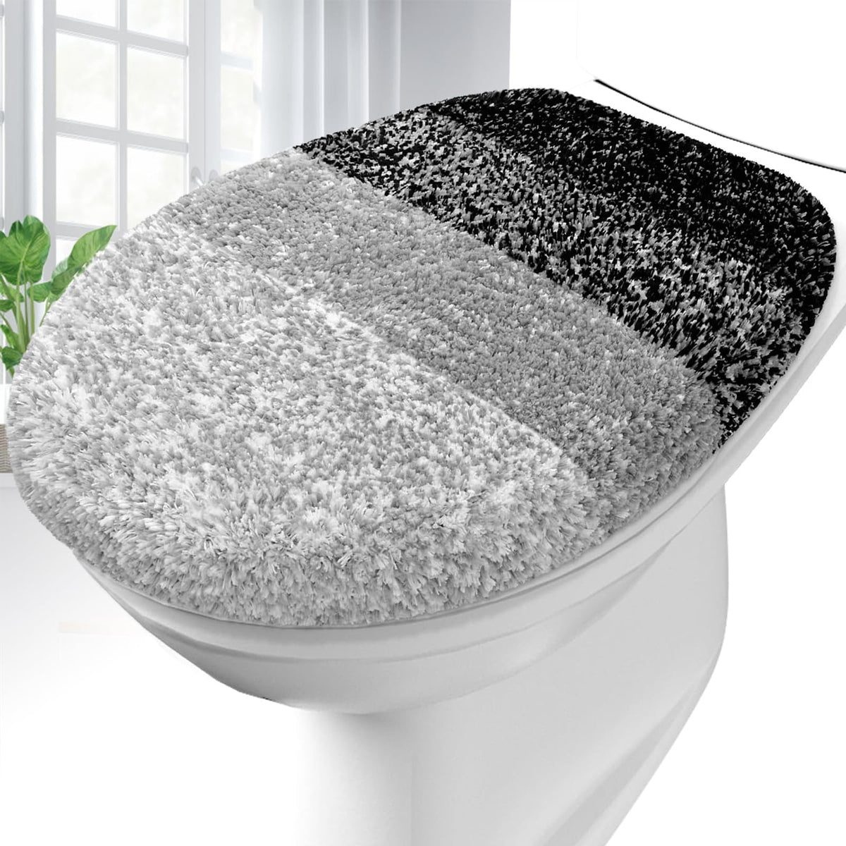 OLANLY Soft Microfiber Bathroom Toilet Lid Cover, 17.5x15, Gray