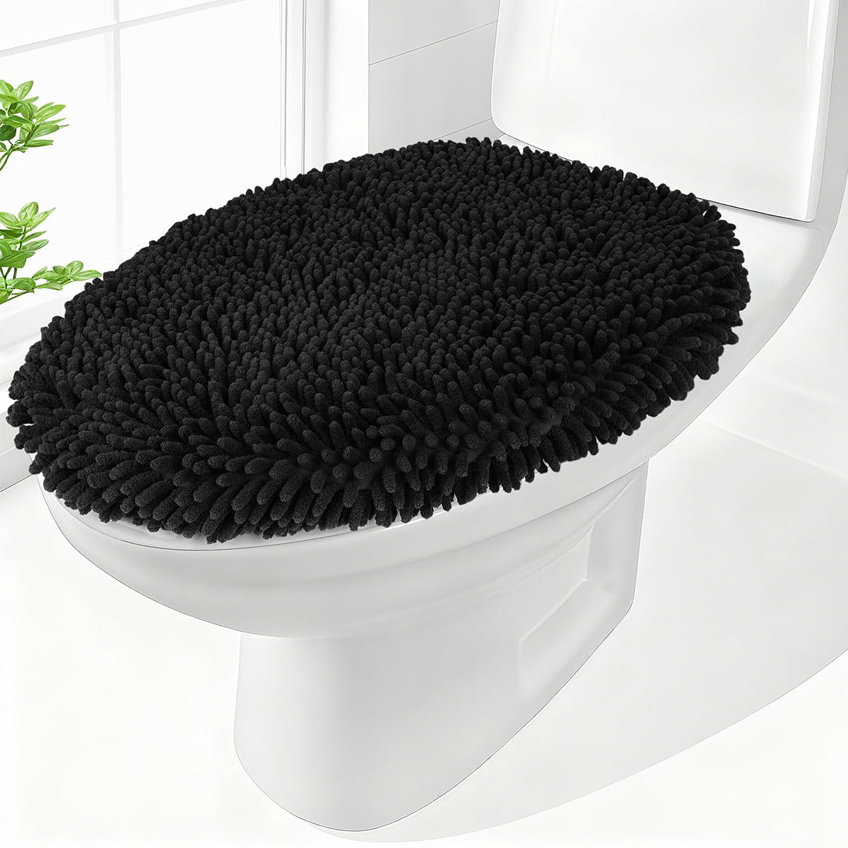 Chenille Elongated Toilet Seat Cover 19.5"x 15" Machine Washable