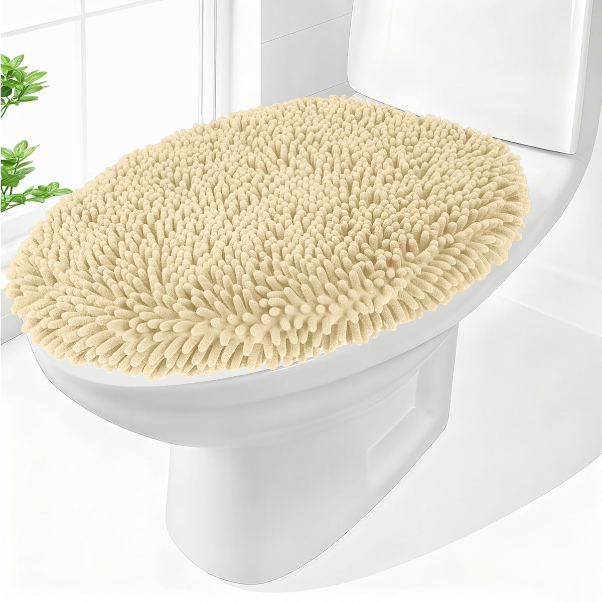 Chenille Elongated Toilet Seat Cover 19.5"x 15" Machine Washable
