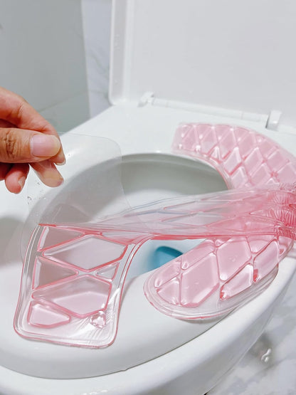 Gel Toilet Seat Cushion - Toilet Cushion for Bathroom - Portable and Washable - Universal Padded Toilet seat for Standard U Shape Toilet Seats -Adhesive Toilet Seat Cushion for Women Seniors (Pink)