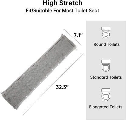 Toilet Seat Cover with Snaps Fixed,Thick Warmer,Machine Washable(grey)