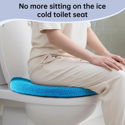 Toilet Seat Cover,Bathroom Soft Thicker Warmer with Snaps Fixed Stretchable Washable Fiber Cloth Toilet Seat Covers Pads Easy Installation& Cleaning (Sky Blue) (MTD21A)