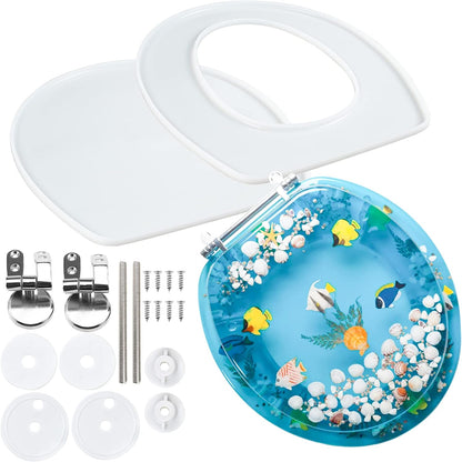 Epoxy Resin Silicone Molds Set Round Toilet Seat with Slow Close Hinges Never Loosen Heavy Duty Easy Clean 14 Inch Lid Cover