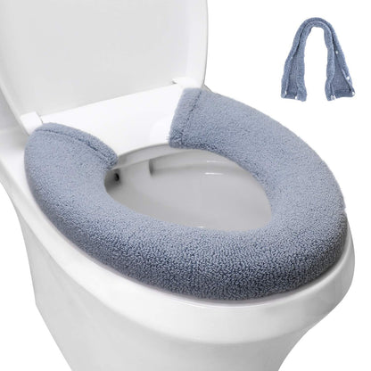 Toilet Seat Cover with Snaps Fixed,Thick Warmer,Machine Washable(beige)
