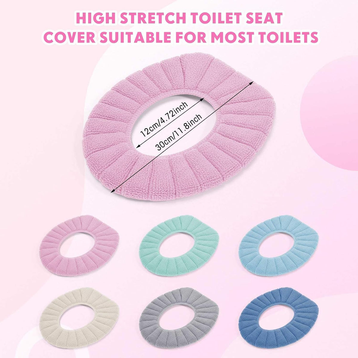 Tegeme 12 Pcs 11.8'' Thicker Bathroom Toilet Seat Cover Pads Bulk,Colorful