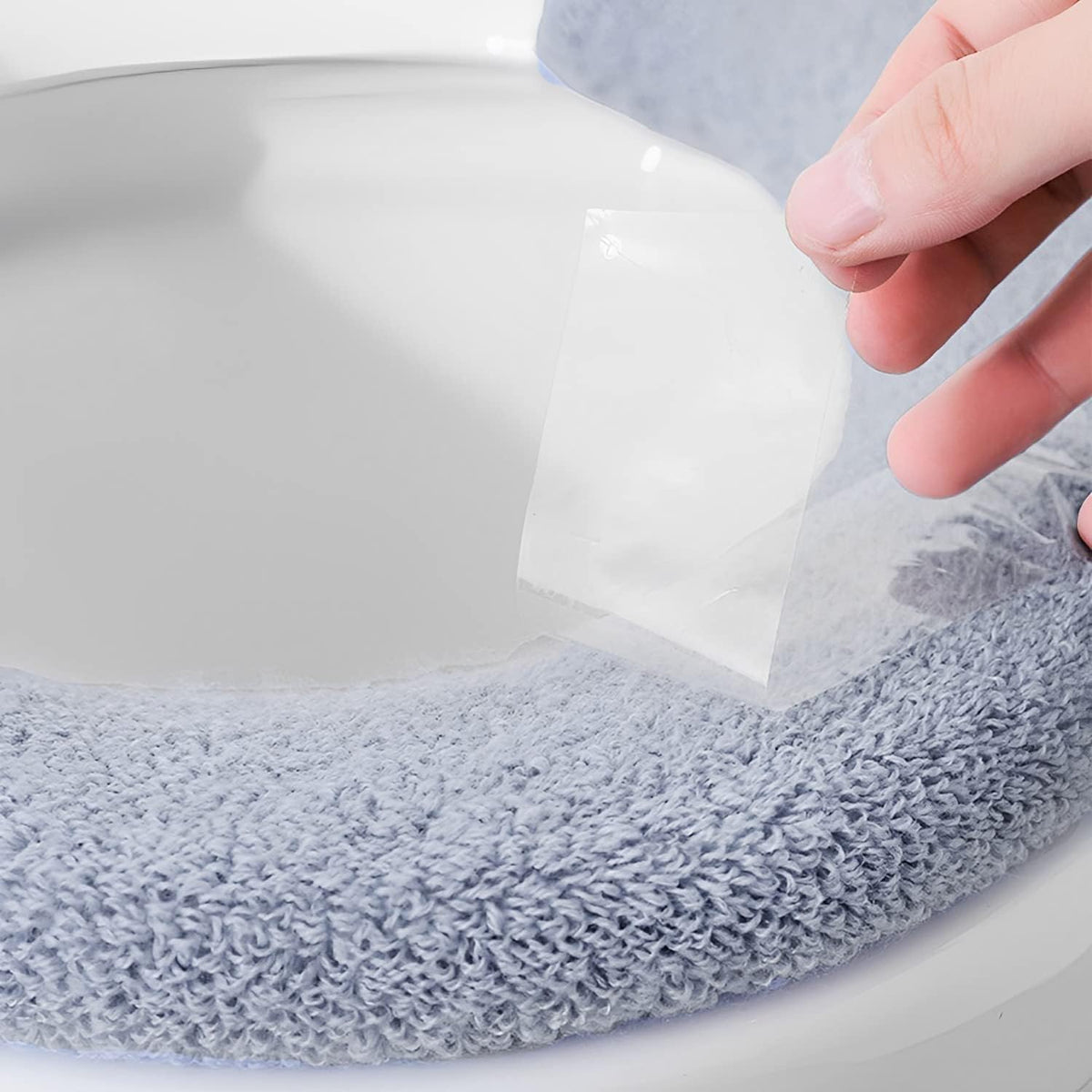 3Pack Toilet Seat Cover,Bathroom Soft Thicker Warmer with Snaps Fixed Stretchable Washable Fiber Cloth Toilet Seat Covers Pads (Gray,Pink,Green)
