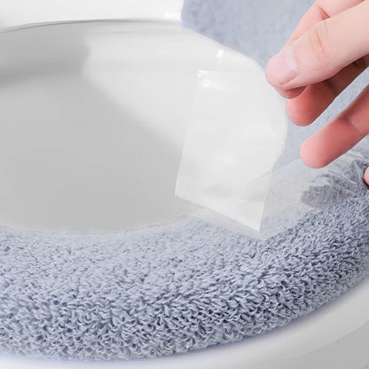 3Pack Toilet Seat Cover,Bathroom Soft Thicker Warmer with Snaps Fixed Stretchable Washable Fiber Cloth Toilet Seat Covers Pads (Gray,Pink,Green)