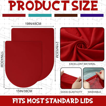 Preboun 4 Pcs Toilet Lid Cover Toilet Seat Cover with Elastic Edges, Standard Toilet Lid Cover Soft Bathroom Covers, Machine Washable Seat Covers Universal for Most Toilet Bowl Lids (Vibrant Colors)